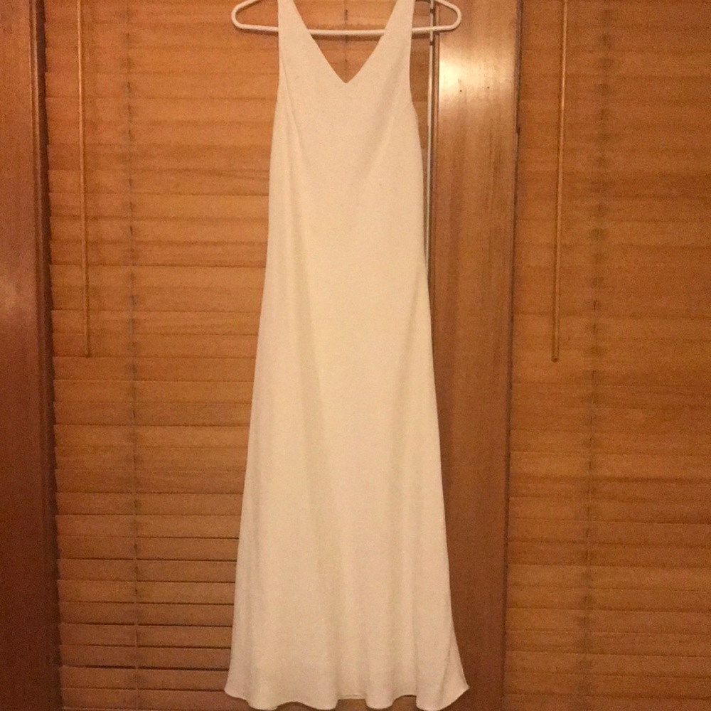 Cream formal dress with pear beading